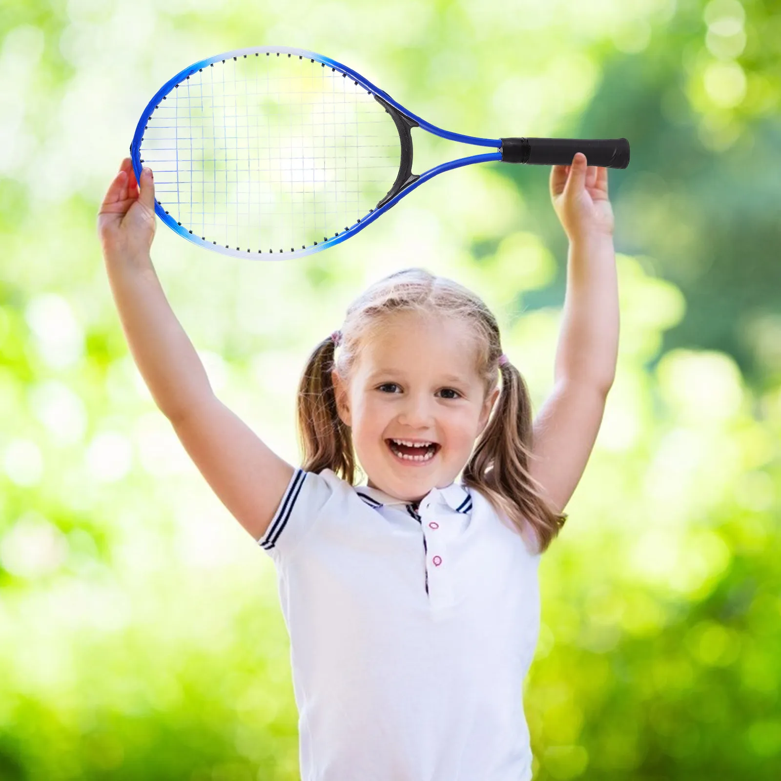 

1Set Tennis Racket Ferroalloy Lightweight Portable Oval Surface Easy Swing Parent- Outdoor Sports Leisure Ball Storage