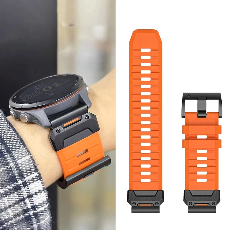 For Garmin Fenix8 7X 7pro Forerunner255 265 955 Tactix 7Pro Enduro2 Instinct 2 Fluorine rubber Watch Strap Watchband 22mm 26mm