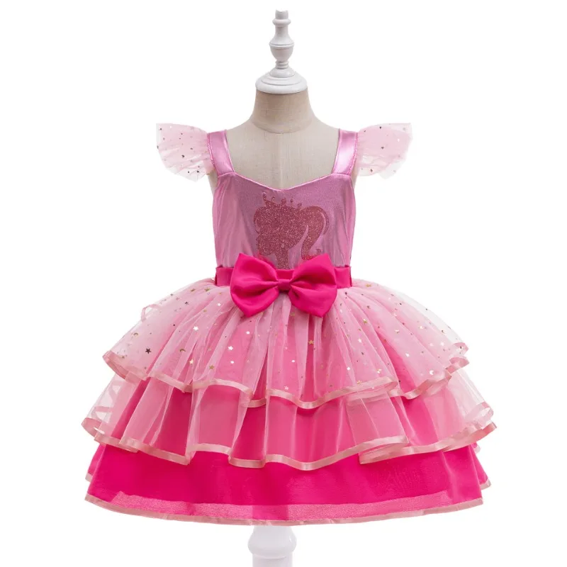 

2025 new European and American Barbie movie princess red cute cake dress