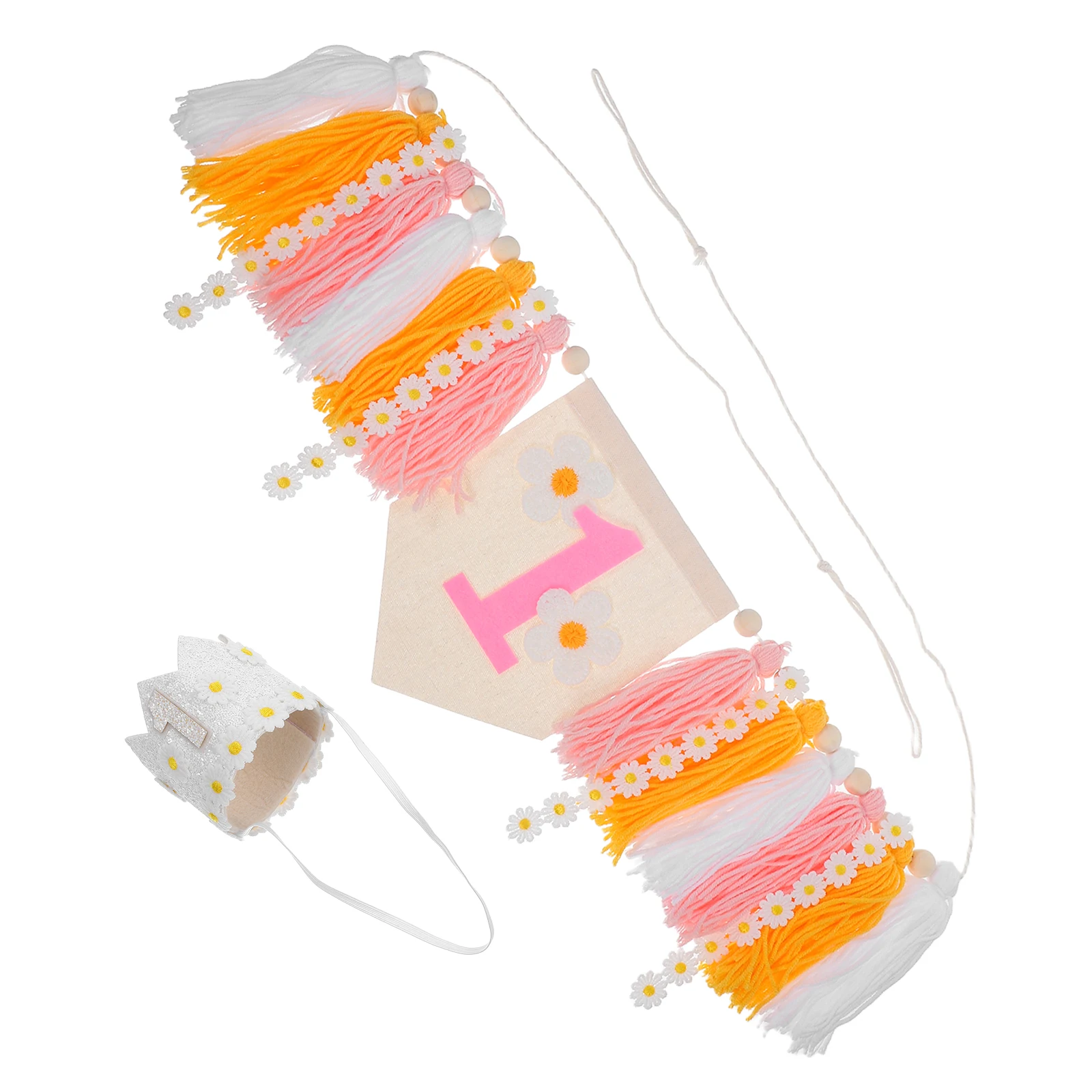 

Party Decoration Boho High Chair Banner Daisy Reusable Birthday Crown Daisy-themed