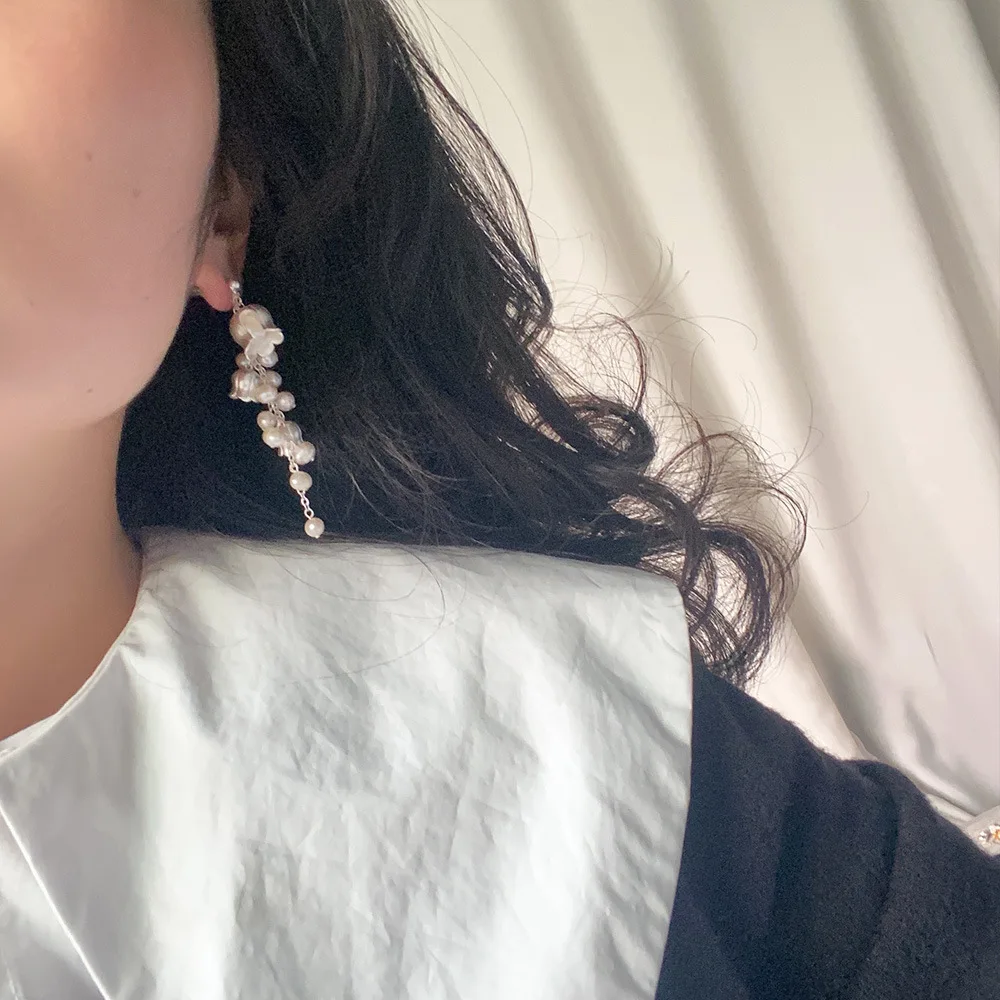 2023 Fashion Trendy Ins French Style Lily of The Valley Flower Ear Drop Pearl Ear Hook Dangle Tassel Earring Flora Women Jewelry