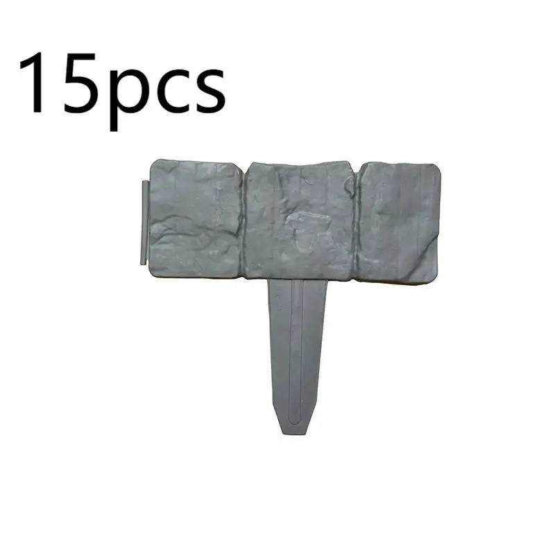 Imitation Stone Garden Border Fence,15 PCS Decorative Edging for Lawn & Plant Bed,Plant Support Stake,DIY Landscape Yard Decor