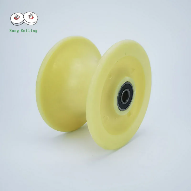 Sliding nylon roller,transmission wheel, limit wheel, guide wheel/pulley/rollers U-groove diameter 60mm,,double bearing  6201RS.