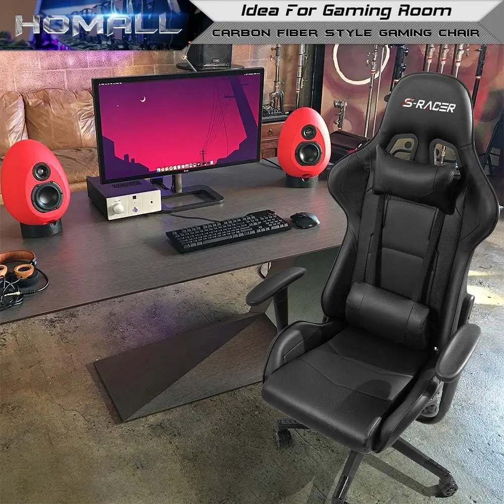 Gaming Chair, Office Chair High Back Computer Chair Leather Desk Chair Racing Executive Ergonomic Adjustable Swivel Task Chair