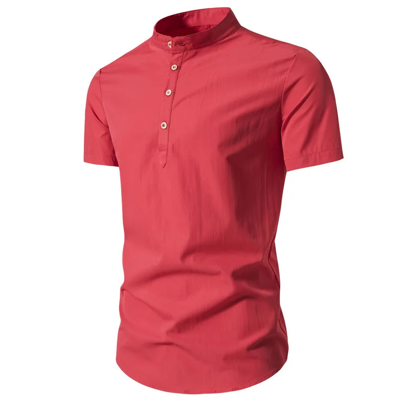 Camisas de manga corta para hombre, jerseys ajustados con botones, Tops que combinan con todo, Color sólido, moda informal, oficina, Y2K, verano, nuevo