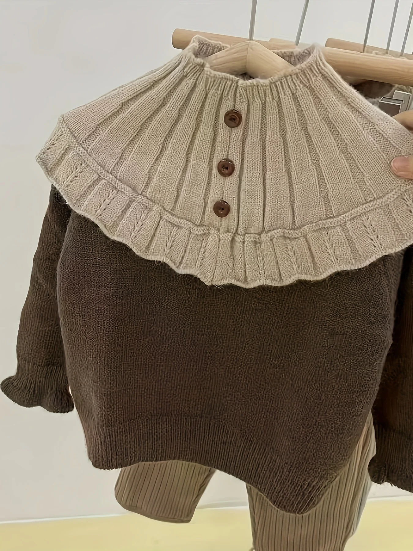 سترة متماسكة مبطنة بالصوف للفتيات، سترة صوفية جديدة للأطفال للخريف والشتاء، قميص أساسي سميك برقبة دائرية على الطراز الكوري للأطفال الصغار #3