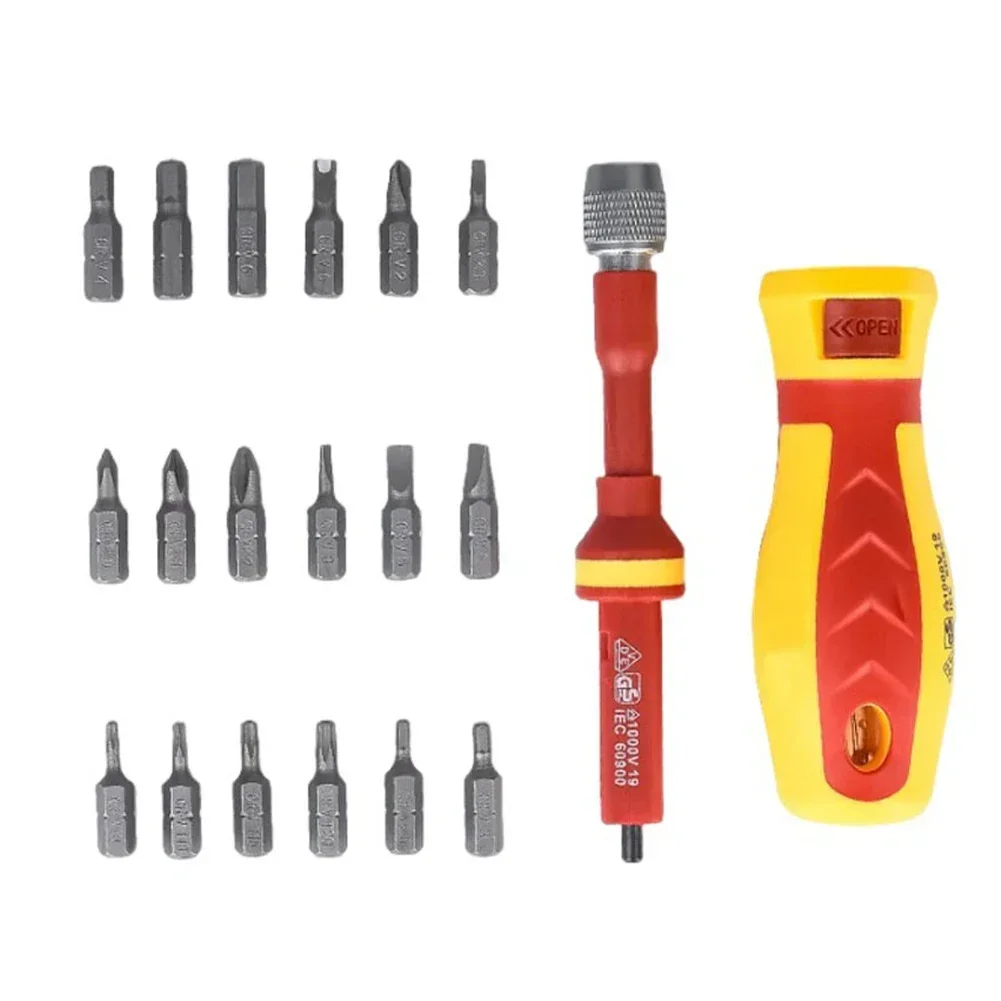 18 In 1 1000V Magnetic Screwdrivers Bits Set Slotted Cross Torx For Electrician Test Pencil Hand Tool