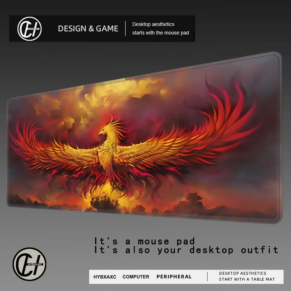 

Большой игровой коврик для мыши HYBXAXC, настольный коврик с изображением Феникса, огненной птицы, дракона, аниме-коврик для мыши, компьютерный коврик для геймеров, аксессуары для ПК для дома и офиса