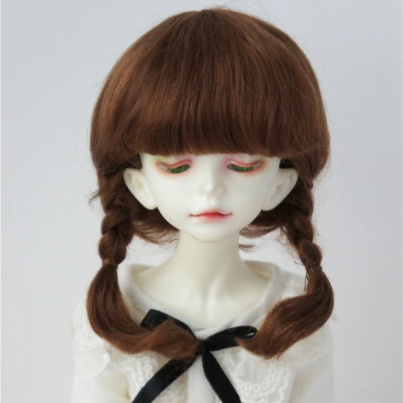 

MSD Mohair Toy wigs JD143 7-8inch 18-20cm Short Twins Braids Anna Doll hair 1/4 BJD accessories