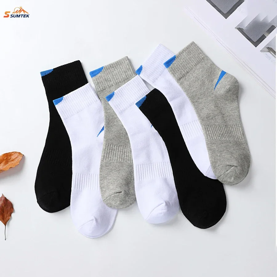 3 Pairs Men'S Sports Socks Comfortable Shock-Absorbing Running Socks,Breathable And Non-Slip Round Neck Socks