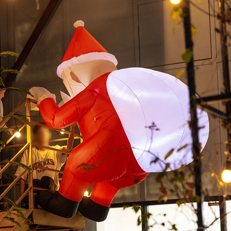 8 أقدام معلقة عيد الميلاد المطاطية زينة سانتا كلوز تسلق الجدار مع شنطة هدايا تفجير ساحة الزينة اللعب في الهواء الطلق #1