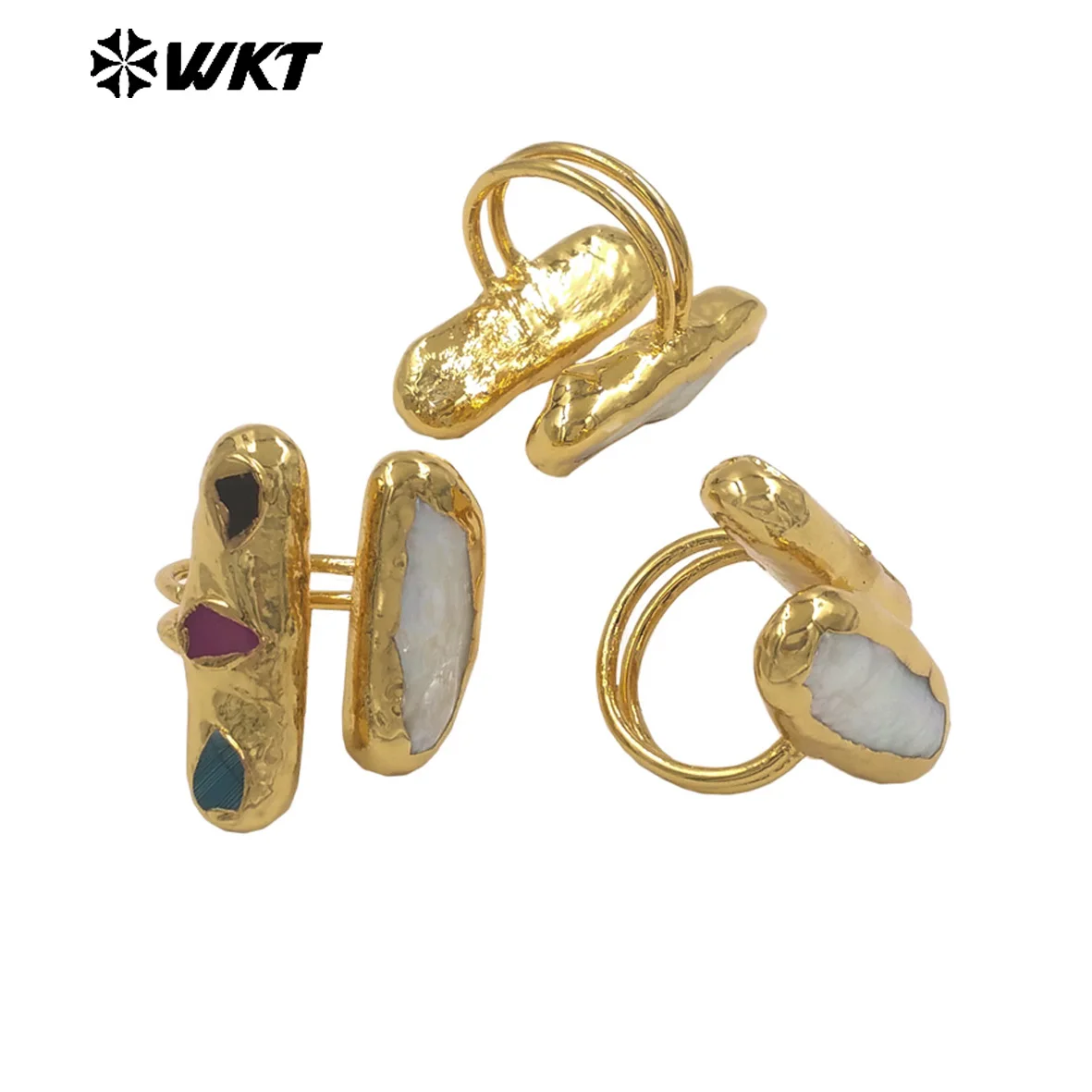 

WT-MPR153 Charming Handmake Agate Natural Freshwater Pearl US7V Ring With 18k Real Gold Plated For Lady Jewelry