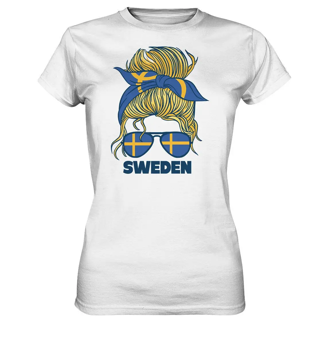 Sweden Swedish Flag Sverige T Shirt Ladies Premium