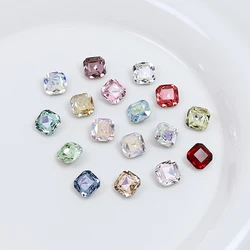 25PCS 8MM DongZhou Fat Square Crystal Fancy Stone Glitter Back Round K9 Glass Beads DIY  Rhinestones For Jewelry Making Clothes