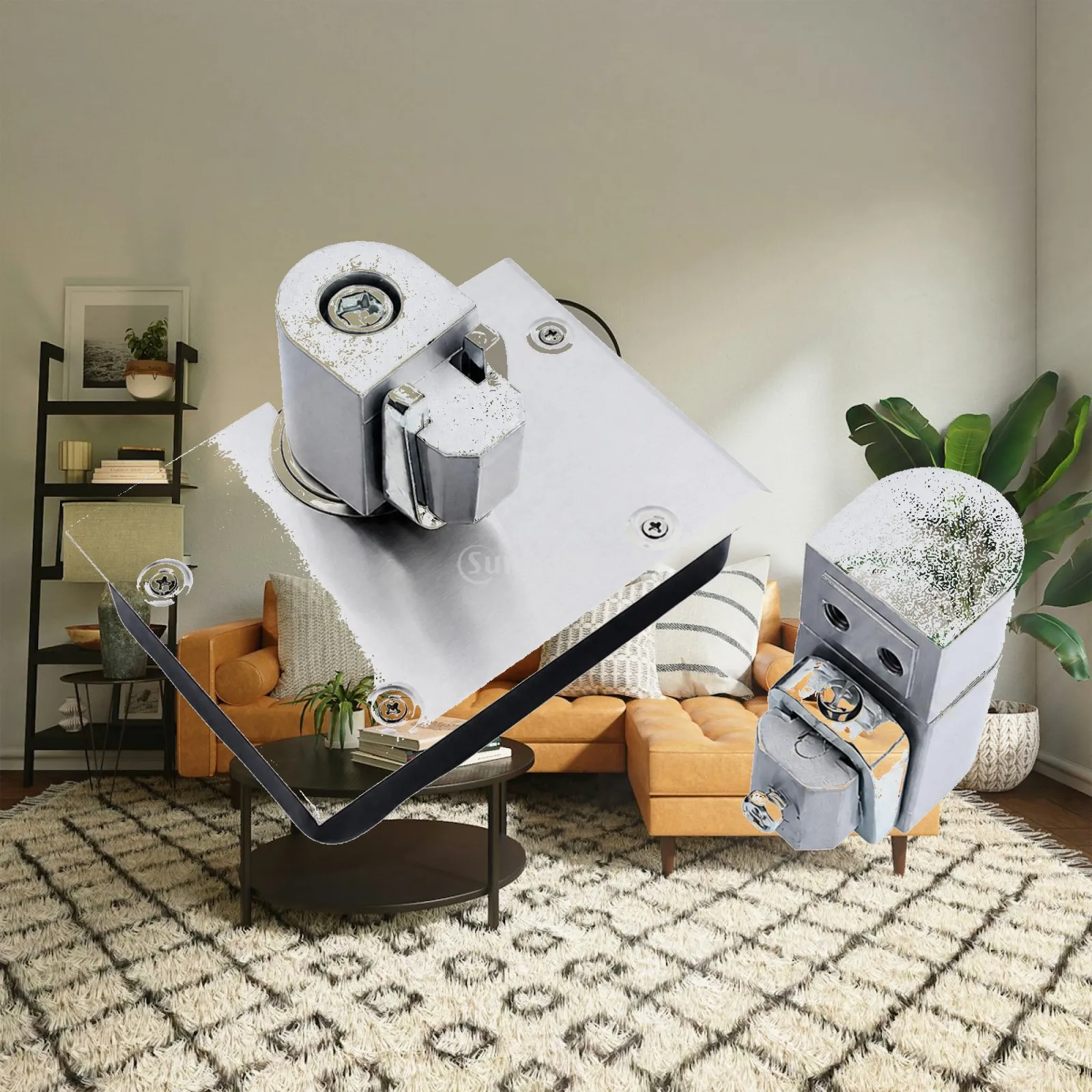 Swing Door Hinge with Receiver Block Heavy-Duty Floor Hinge Assembly Door Swivel Mechanism Slimline Hardware Smooth-Opening