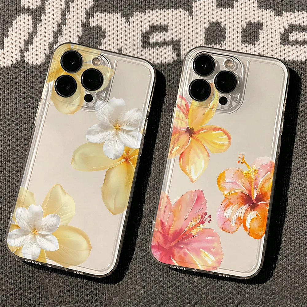 Golden Lily Flowers Phone Case For Samsung Galaxy S26 Ultra S25 S24 edge s22 s23 Plus FE Note 20 A54 A55 A35 A36 5G Clear Cover