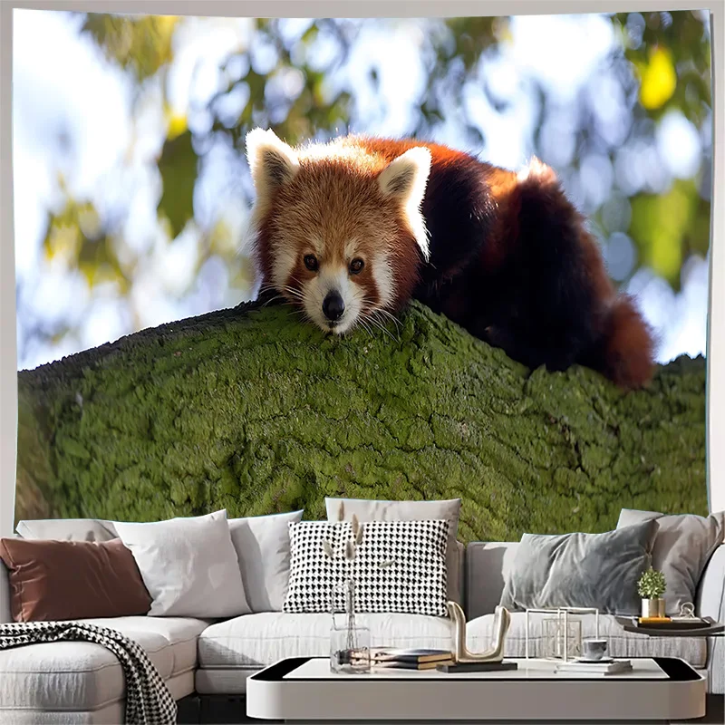 Red Panda Animal Tree Nature Wildlife Wall Tapestry Machine Washable All Season Decor Art Print Nature Design Home Elevate Space