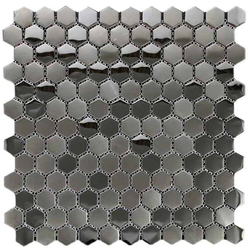 

Black hexagonal stainless steel metal mosaic tile for kitchen backsplash