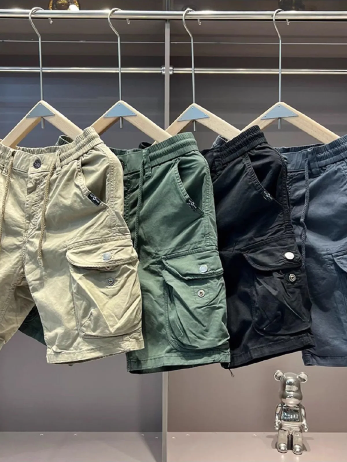 Plones Cortos de Trabajo Estilo Japonés Retro para Hombre, Verano 2024, Nuevos, de Aodón Puro, Elásticos, Hoados, Cas...