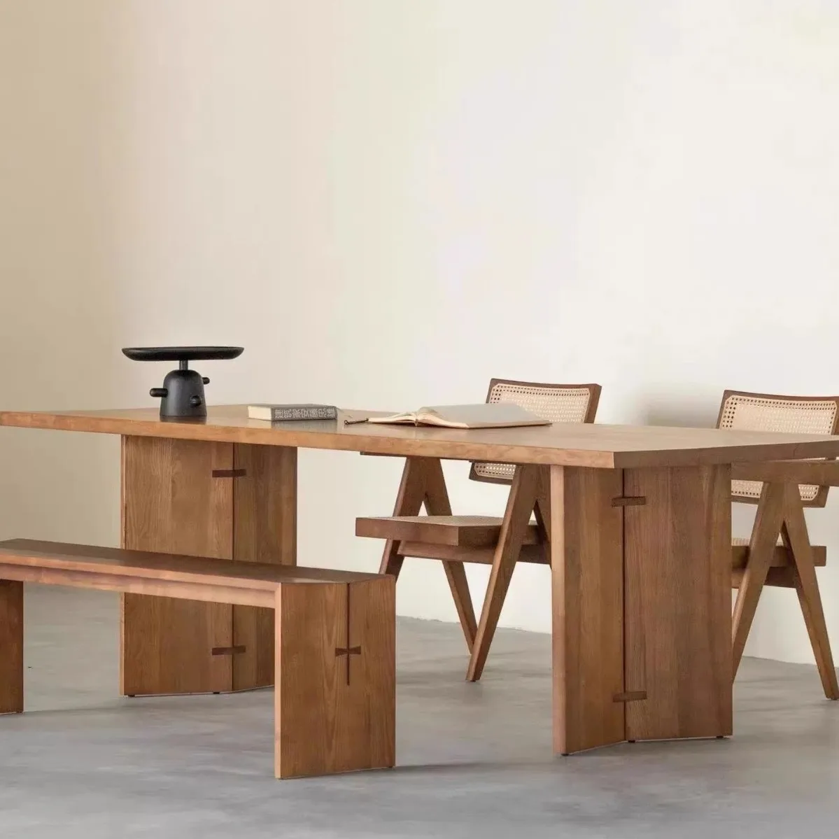 HYS Nordic ash wood solid wood dining table creative desk living room desk long table worktable log large board table