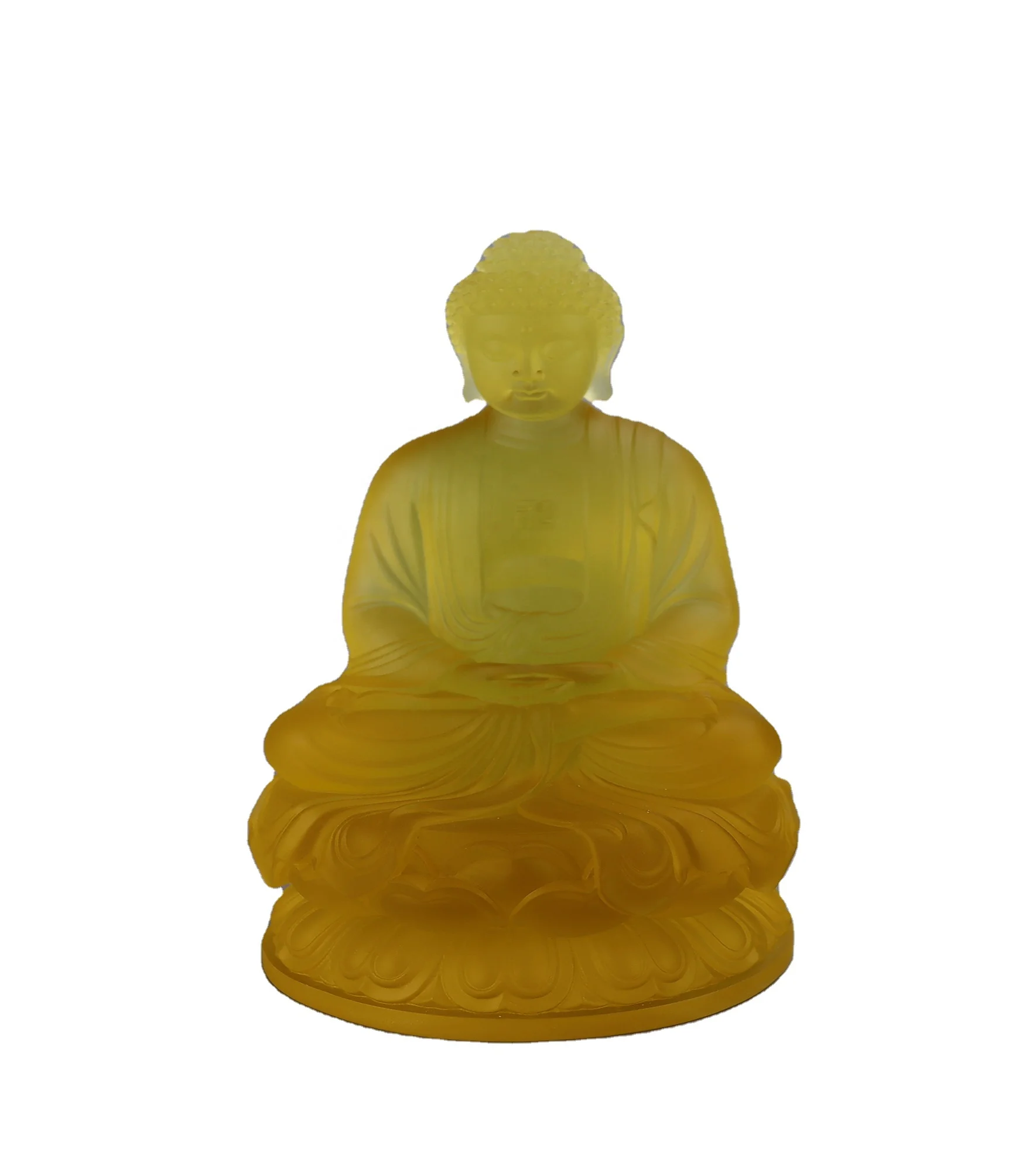 *&r ArtFamily Sacred Shakyamuni Buddha Statue Handcrafted Crystal Glass Bodhisattva Sculpture  Lost-wax Process