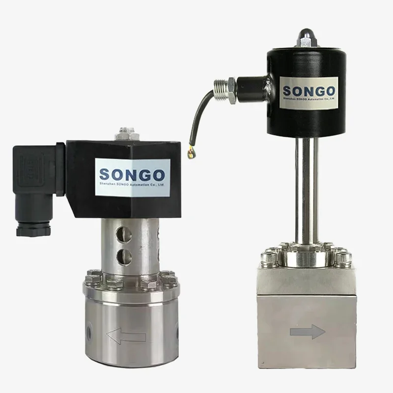 Cryogenic solenoid valves stainless Steel Extended Stem Butt Weld flange thread ultralow temperature piston   valve