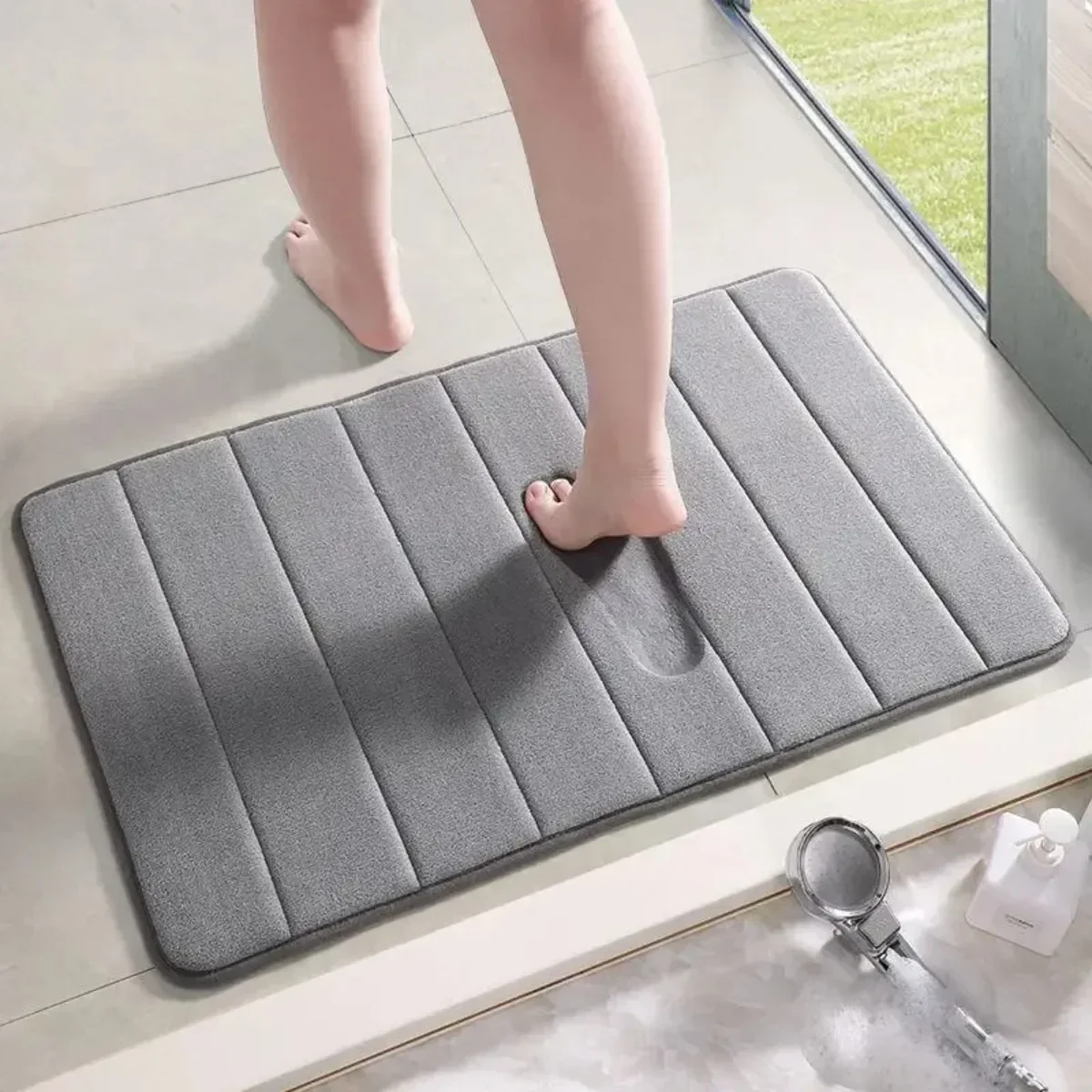 1pcs 50*80cm Bathroom Anti-skid Mat, Quick Water Absorption, Dry Machine Washing, Memory Cotton, Toilet Mat, Soft PH215