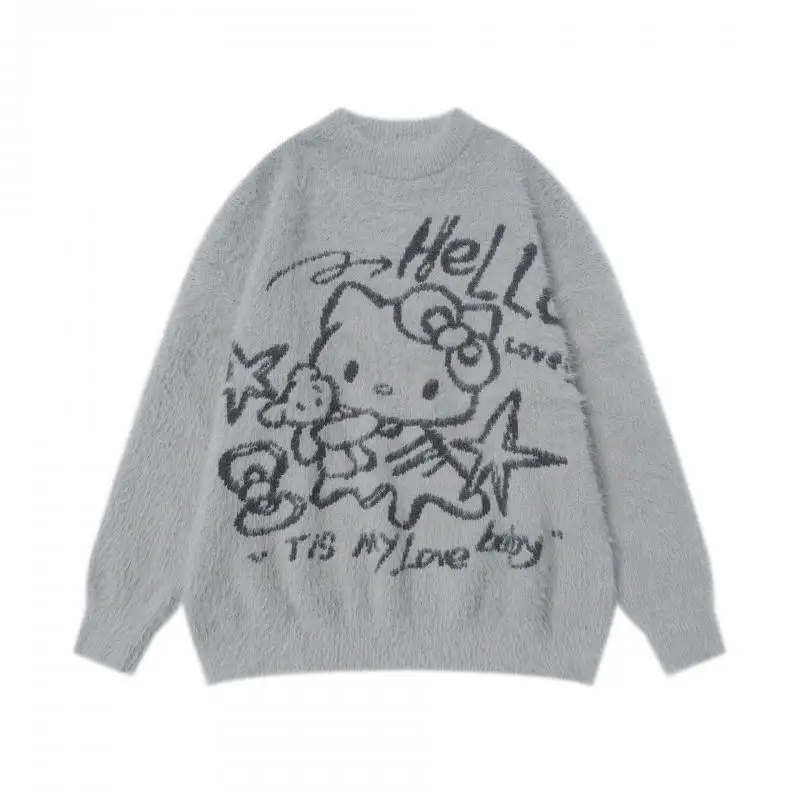 

Sanrio Hello Kitty Embroidery Sweater Kawaii Anime Autumn Winter Soft Comfortable Kawaii Cartoon Cute Girl Sweater Jacket