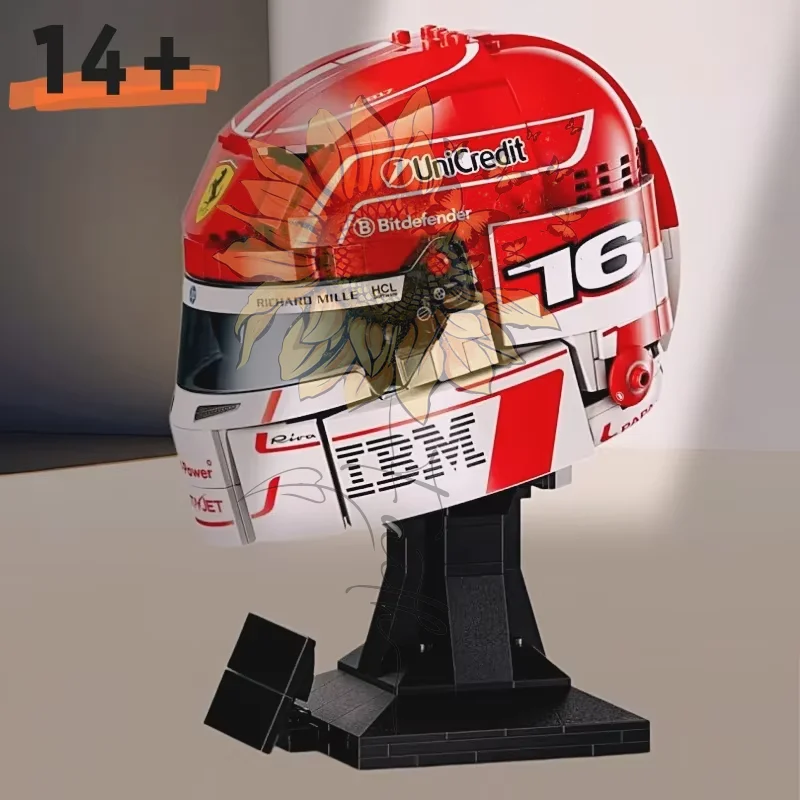 super-popular-886pcs-collectible-charles-leclerc-f1-helmet-brick-kit-handmade-assembly-ornament-birthday-presents-desktop-decor