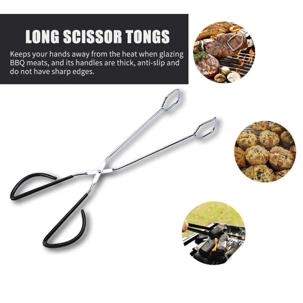 Scissor Tongs Barbecue BBQ Grill Pastry Tongs Baking Cooking Clamp Kicthen Food Scissor Tongs Stainless Steel Handles