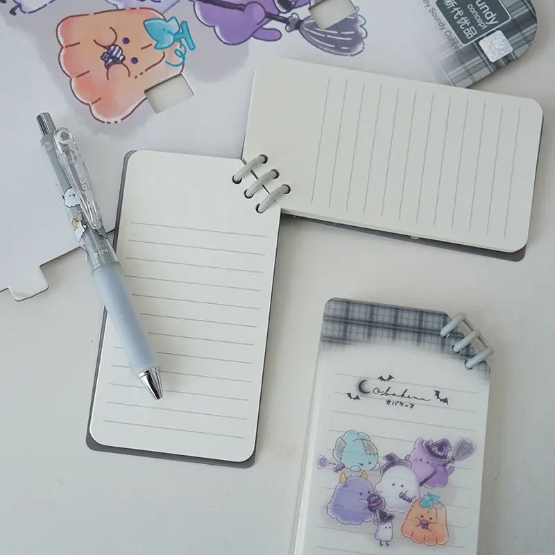 Mini Memo Pads Cartoon Patterns Waterproof Cover Pocket Notebook Portable Pocket Notepads with Lined Pages Spiral Note Pads