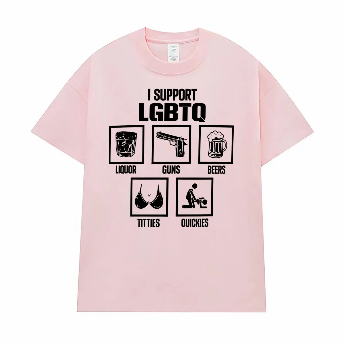 Ich unterstütze LGBTQ Lustige Meme-Grafik T-Shirts für Männer und Frauen Harajuku Y2k Gothic Oversized T-Shirt Mode Lässiges 100% Baumwoll-T-Shirt – Detail 5
