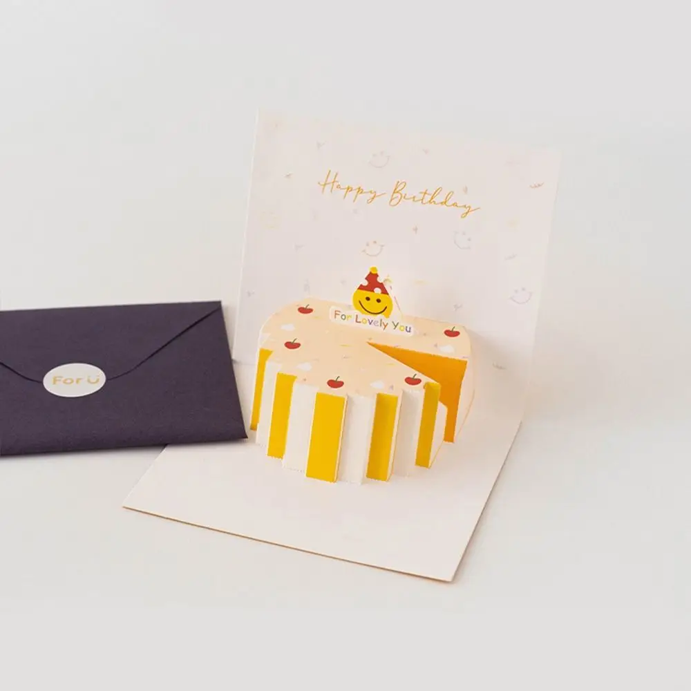 

Handwriting 3D Birthday Cake Cards Invitation Thank You Birthday Pop-Up Cards Blessing Folding Birthday Greeting Cards