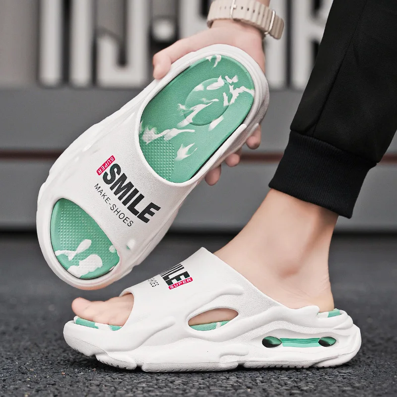 Men Smile Slippers Thick Sole Women Slides Soft Eva Men's Clappers Cushioning Men Summer Beach Sandals Fashion Male Flip Flops