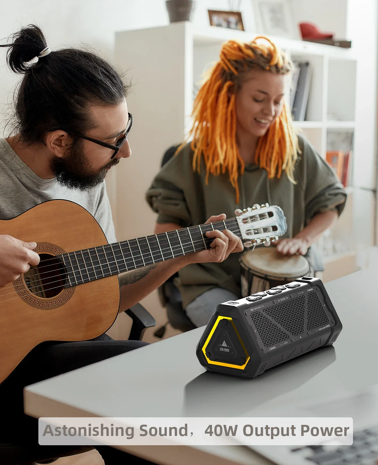 Altoparlante Bluetooth da esterno, altoparlante Bluetooth 5.3 con potenza di uscita da 40 W, suono stereo IPX7 impermeabile, scheda Micro SD, luce RGB