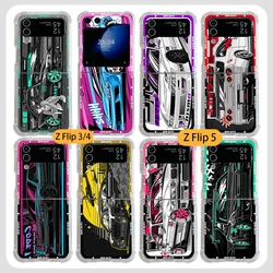 Tokyo design JDM Drift Sports Car Phone Case for Samsung Galaxy Z Flip 3 4 Z Flip 5 6 Z Fold 4 5G PC Soft Anti-fall Back Cover
