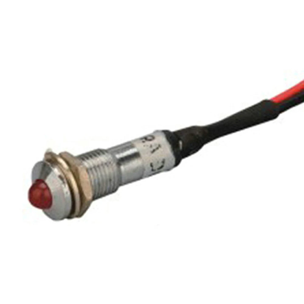 Abbeycon-lâmpada piloto de metal, 12v/24v/220v, 8mm, led, 12v, indicador de tensão, com fio, lâmpada led de piloto 100 segundo