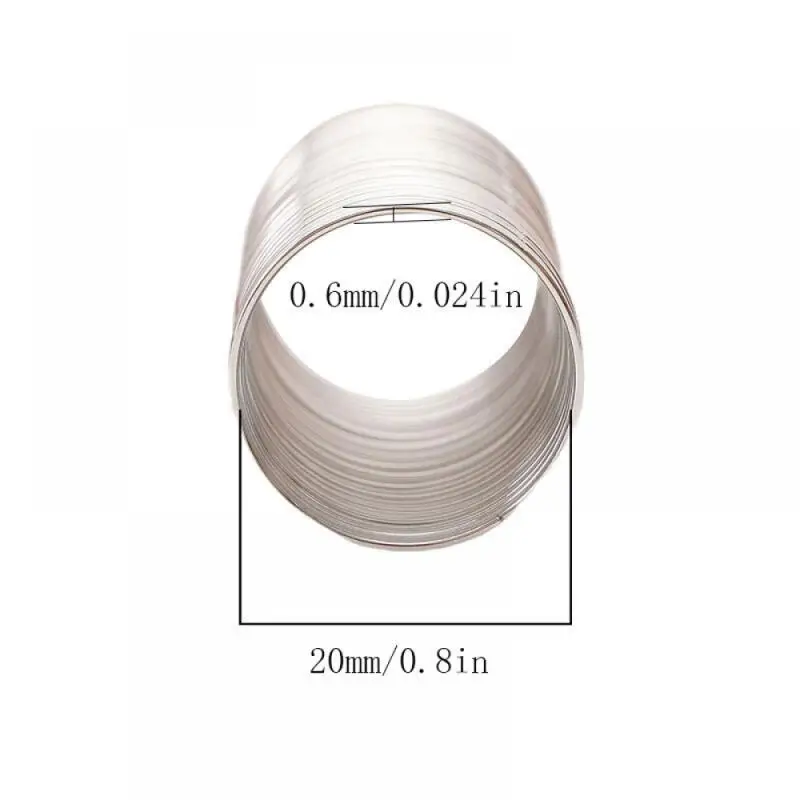 Loop 0.6mm Approx 68 Steel Memory Wire OD 20mm for Finger Rings Jewelry Making DIY Beading Bracelet Craft, Shape Retaining Coil