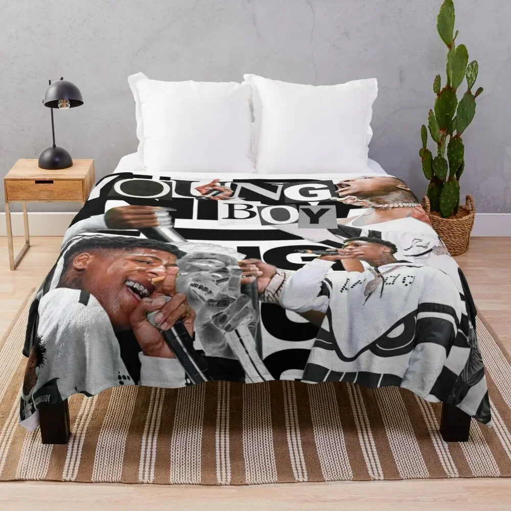 Youngboy | B&W Billionaire Collage Throw Blanket