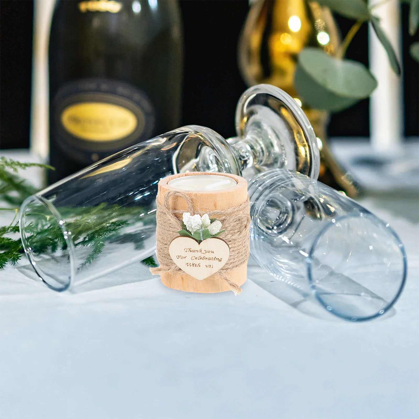 

Wooden Holder Rustic Desktop Ornament For Wedding Birthday Christmas Valentine'S Day Tea Light Stand