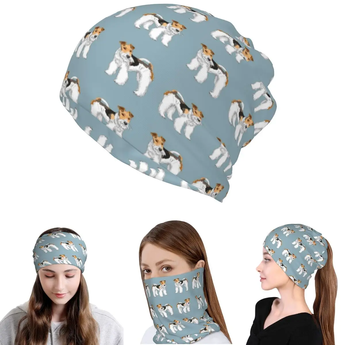 Pañuelo multifunción con diseño retro de Fox Terrier de pelo rizado, para ciclismo, gorro, bufanda, mascarilla, para hombres, mujeres y adultos