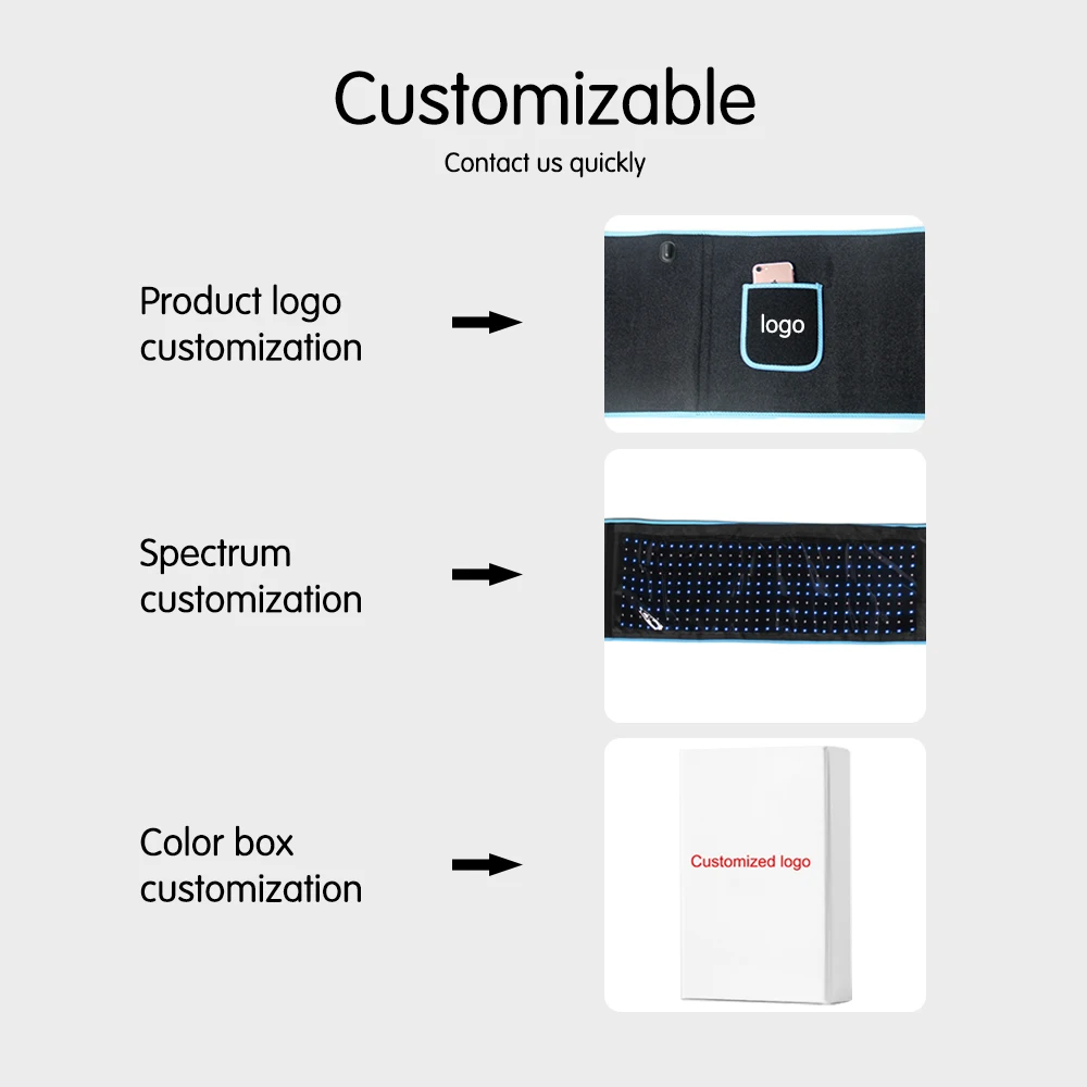 Portátil fotodinâmico led almofada de corpo inteiro 660nm 850nm alívio da dor terapia de luz vermelha envolve cinto envoltório
