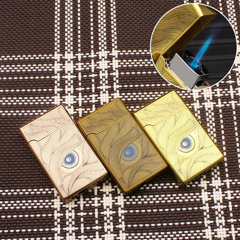 Mystic Eyeball Etched Lighter, Metallic Vintage Casing, Loud Hinge Click, Turbo Ignition, Reusable Inflatable Gadget