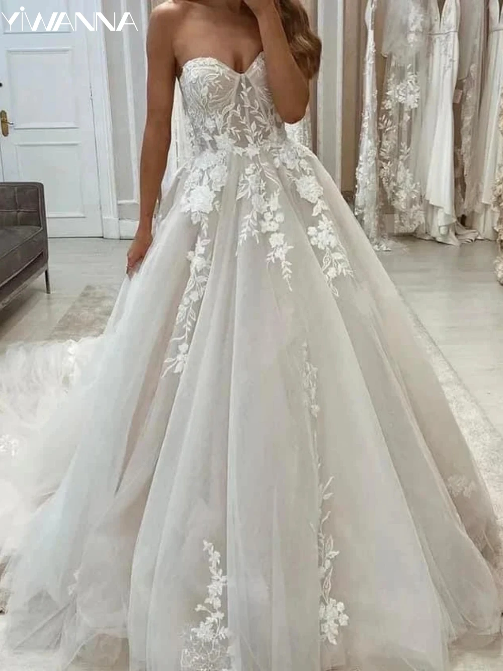 Elegante vestido De novia con hombros descubiertos, traje De novia clásico con Apliques De encaje, Vintage, línea A, largo, 2024