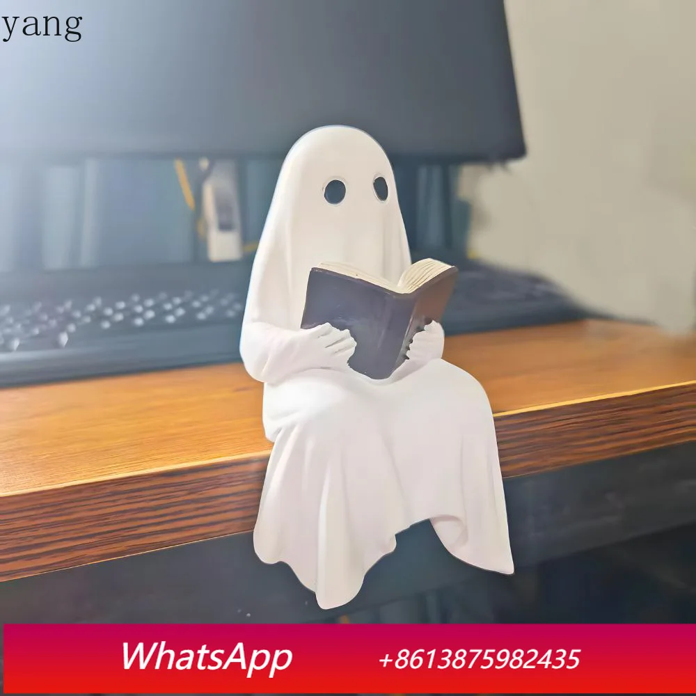 

CX Halloween Ghost Reading Statue Ornament Resin Crafts Home Decoration