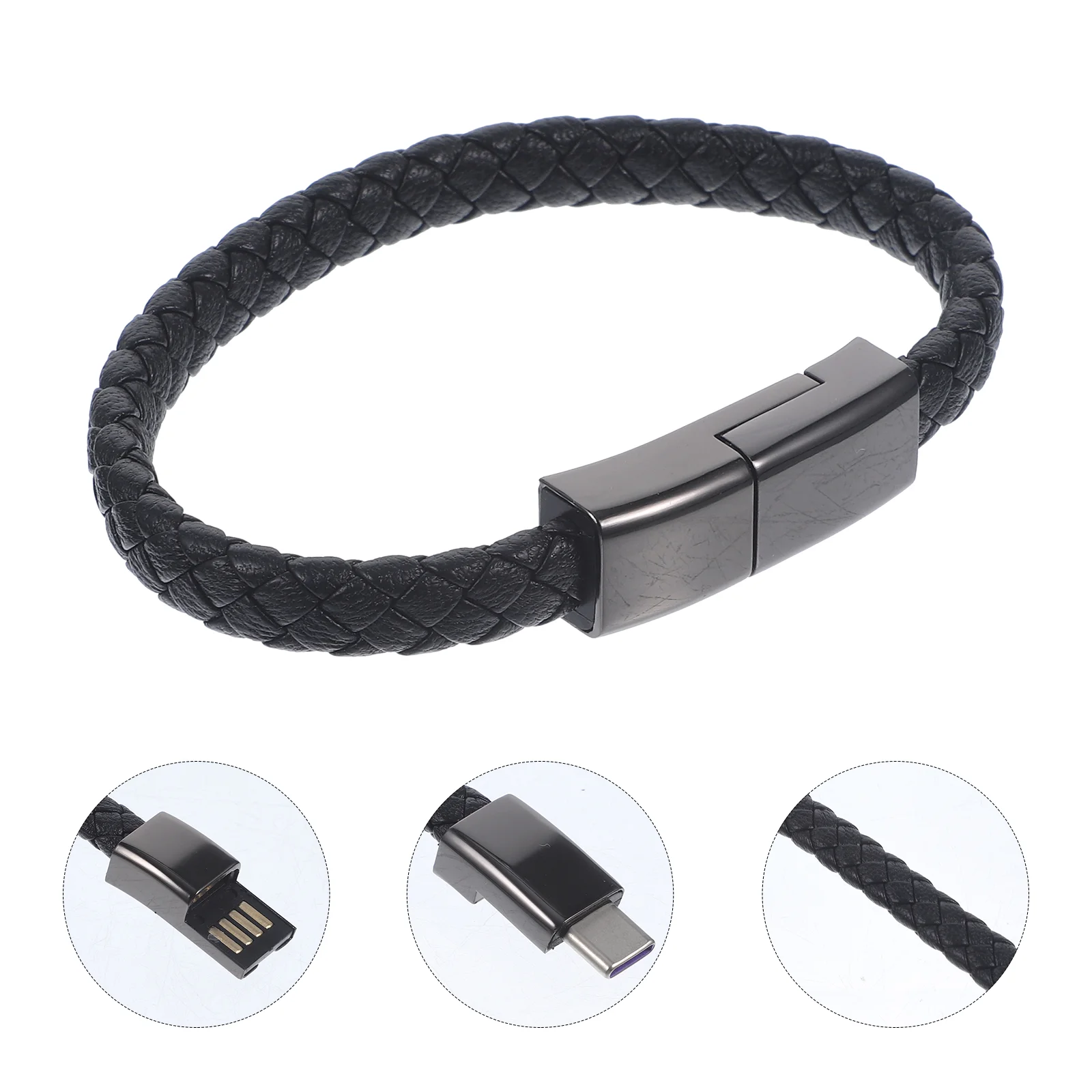 20 Cm USB Fast Charging Cable Bangle Type-C Data Backpack Bracelet Zinc Alloy