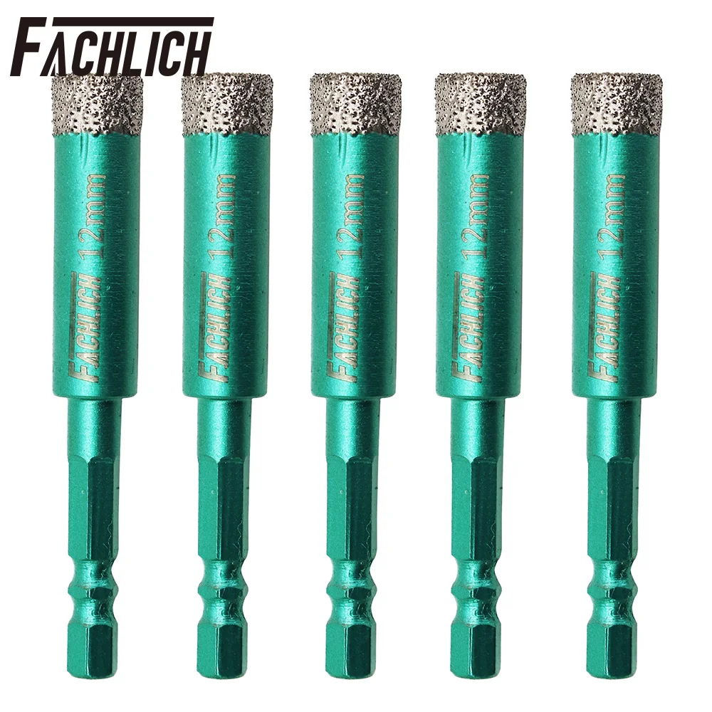 FACHLICH 5pcs/box 12mm Quick Fit Hex Shank Daimond Drill Bits Granite Marble Tile Hand Tools Dry Drilling Hole Saw Core Bits