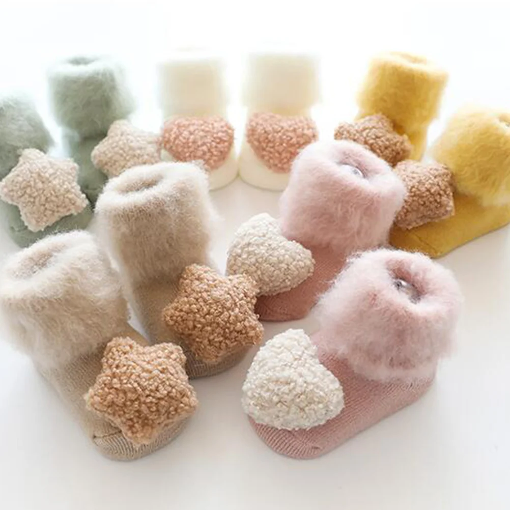 

1Pair Baby Socks Premium Thickened Warm Non-Slip Newborn Floor Socks Adorable for Kids Toddler