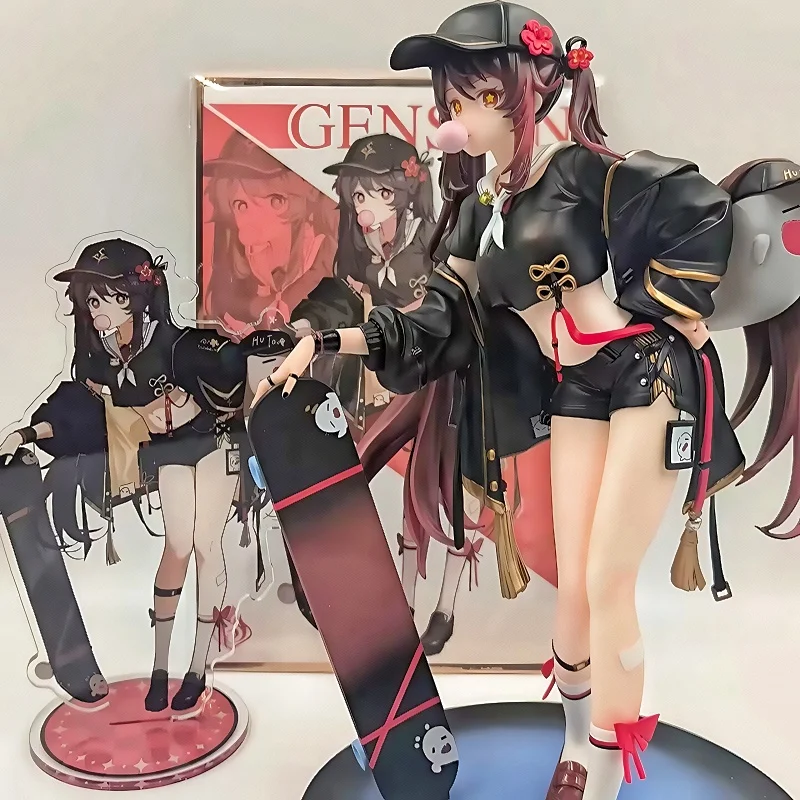 

Подлинная фигурка Genshin Impact Hu Tao, модная одежда, фигурки для скейтбординга, модель из ПВХ, куклы, периферийный декор, коллекционная игрушка