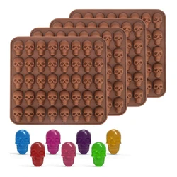 2/4pcs 40 Cavity Non Stick Skull Gummy Mold Mini Skull Silicone Mold For Making Chocolate Candy Jelly Gummy Ice Cubes Pet Snacks